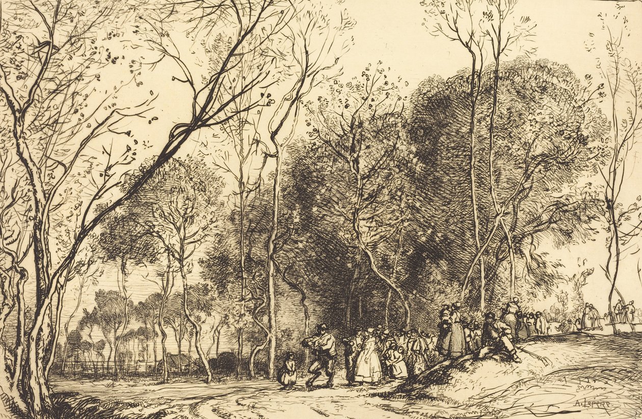 圣马丁的夏天，过去的婚礼 Ete de la Saint-Martin, la noce qui passe, 1908. 作者 奥古斯特·勒佩雷（Auguste Lepere）