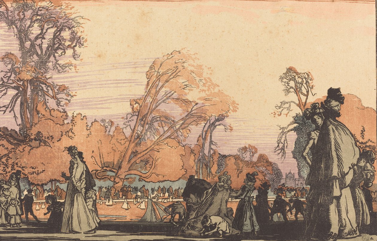 杜伊勒里宫的池塘，1898年。 作者 奥古斯特·勒佩雷（Auguste Lepere）