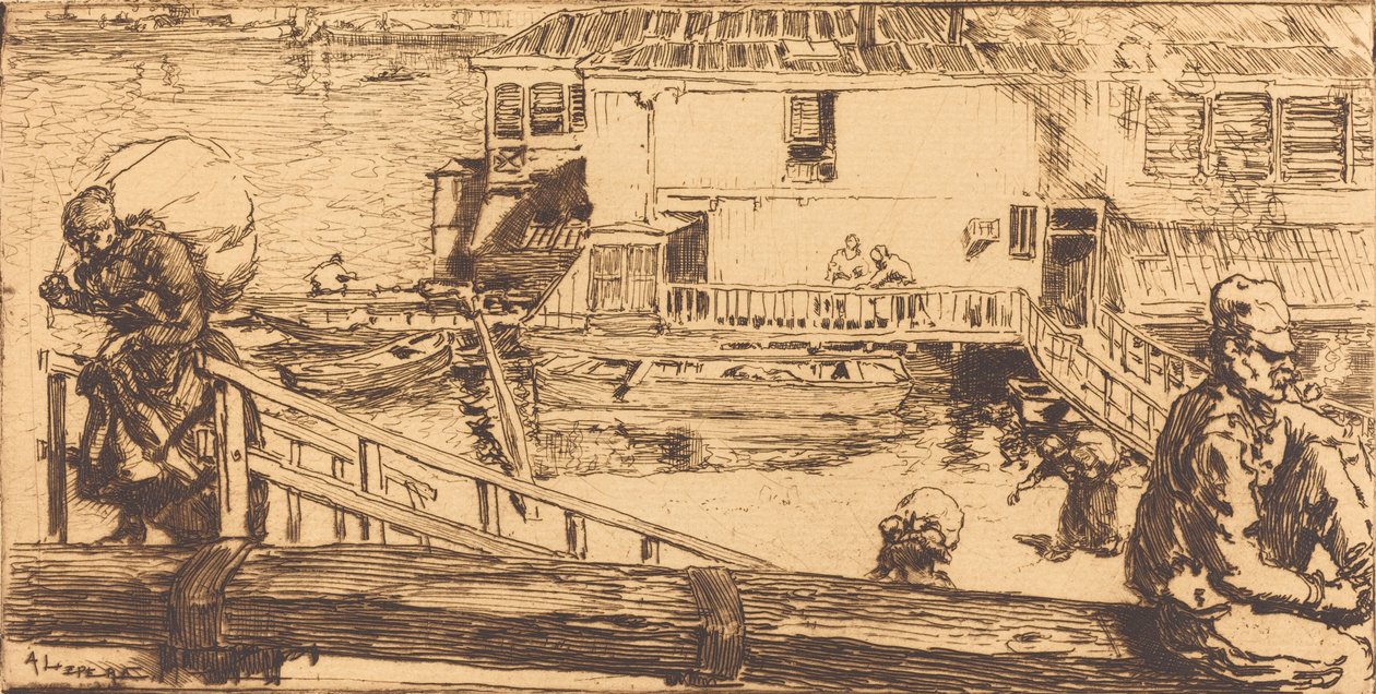 洗衣房 Le lavoir, 1891. 作者 奥古斯特·勒佩雷（Auguste Lepere）