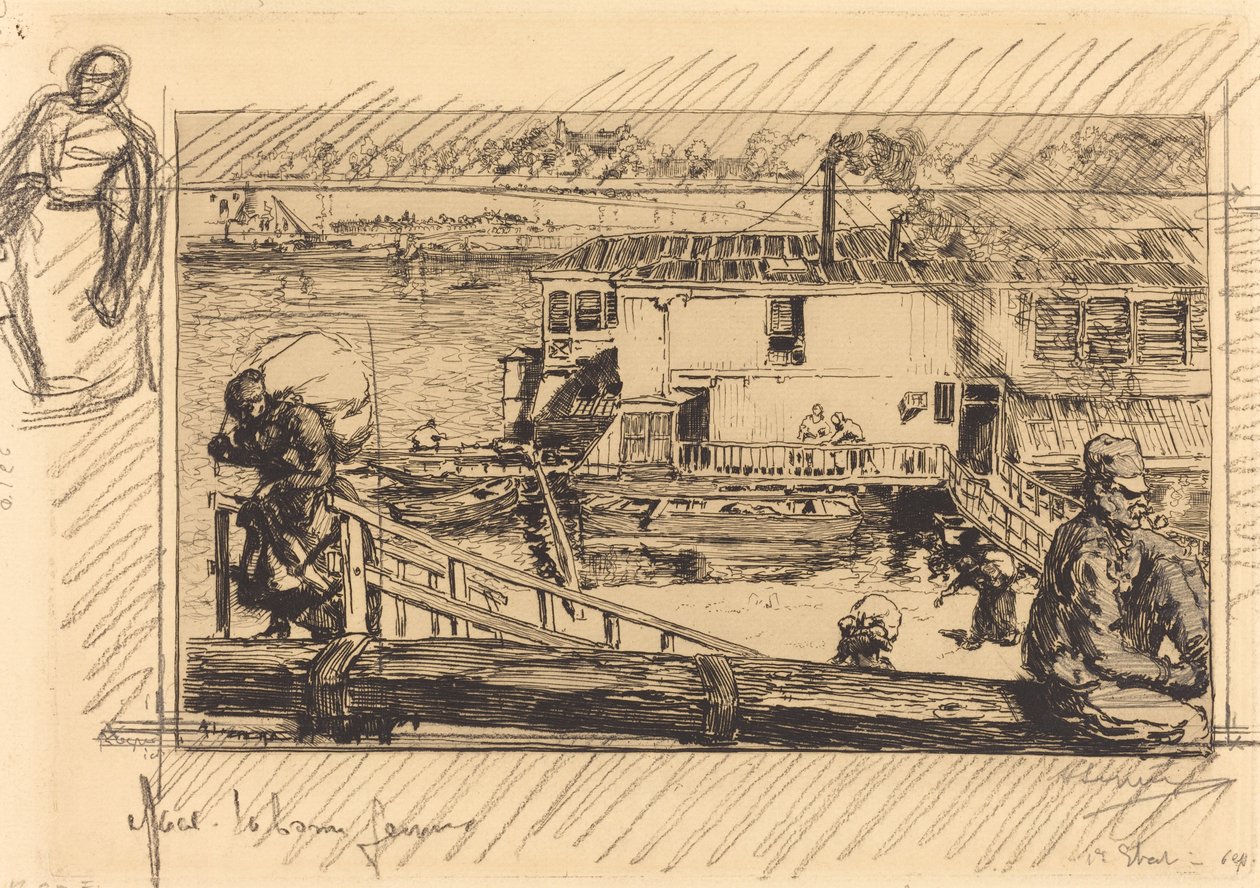 洗衣房 Le lavoir, 1891. 作者 奥古斯特·勒佩雷（Auguste Lepere）