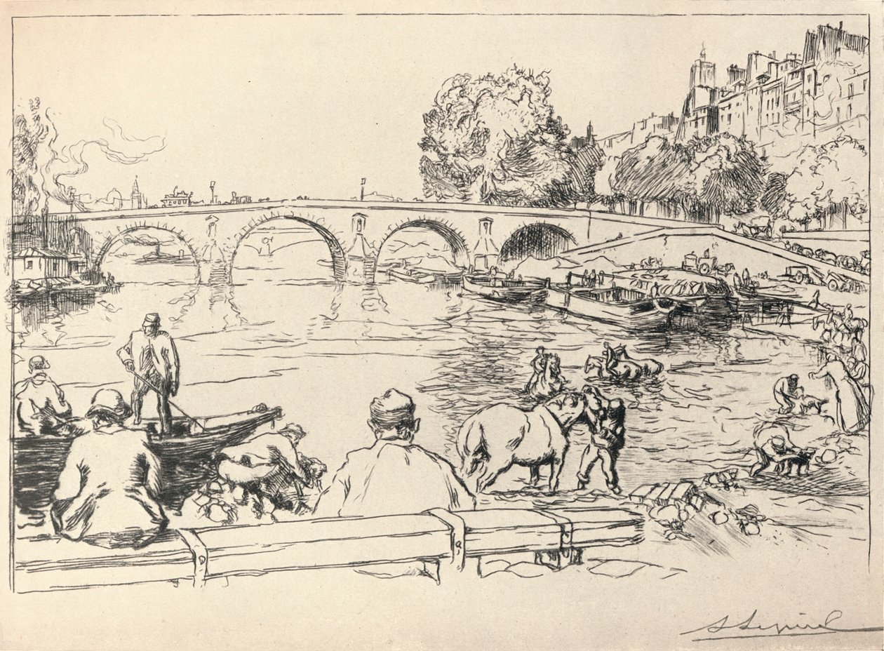 1915年，马里桥（Pont Marie）的饮水处 作者 奥古斯特·路易斯·勒佩尔