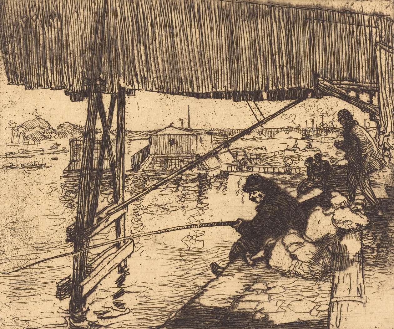 Bercy桥下 Sous le pont de Bercy, 1894. 作者 奥古斯特·勒佩雷（Auguste Lepere）