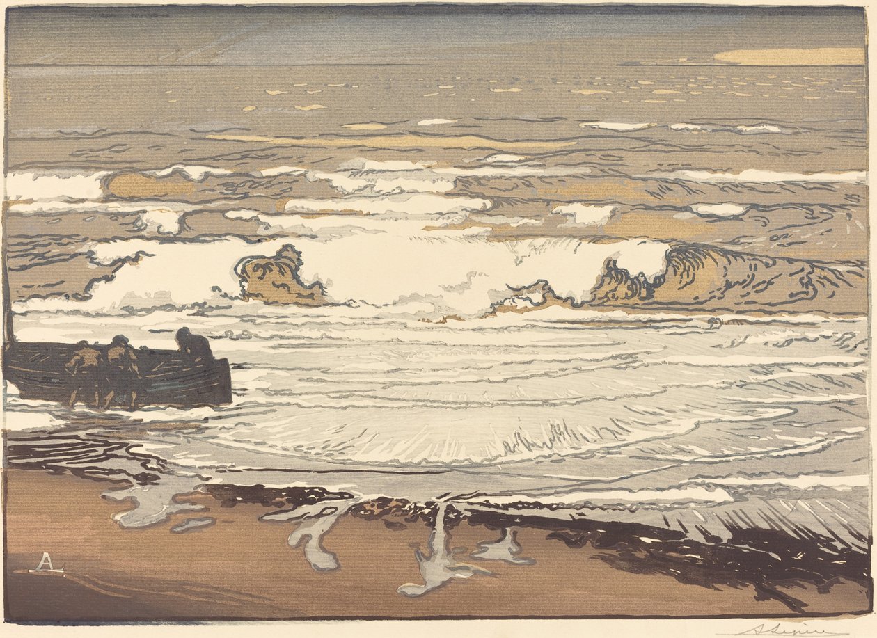 1901年9月的洪水，展开的波浪 (Les Vagues deferlent) 作者 奥古斯特·勒佩雷（Auguste Lepere）