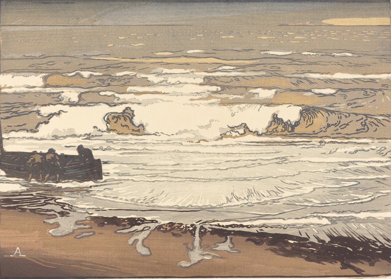 展开的波浪，9月的洪水，1901年 Les Vagues deferlent，1901年。 作者 奥古斯特·勒佩雷（Auguste Lepere）
