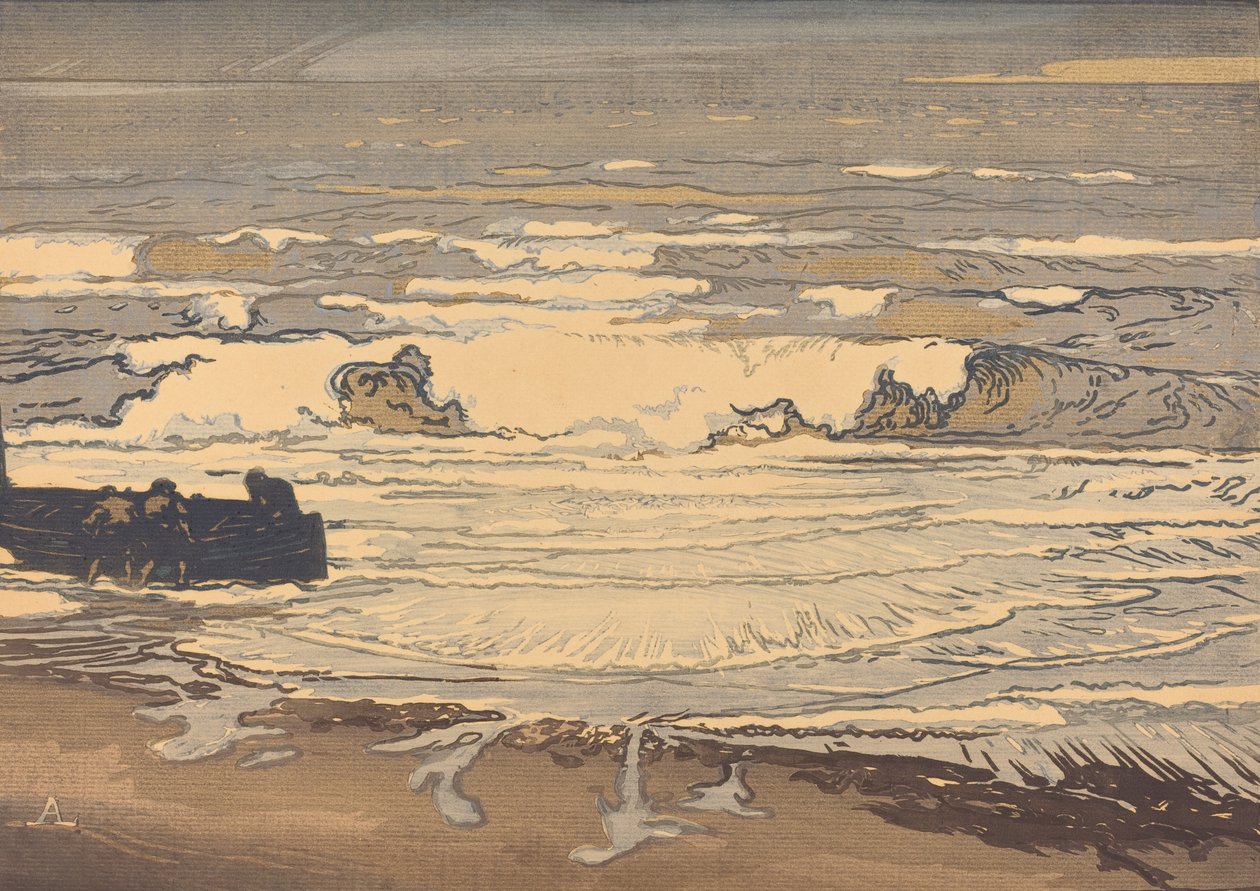 Unfurled Waves, Flood of September 1901 Les lames deferlent,maree de Septembre 1901, 1901. 作者 奥古斯特·勒佩雷（Auguste Lepere）