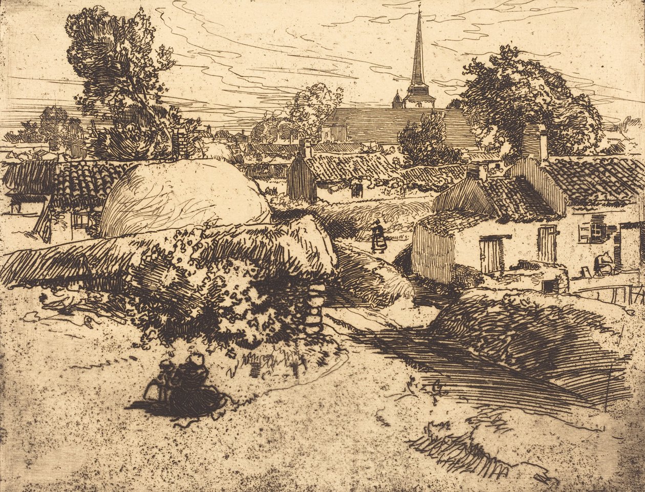 Vue de St.-Jean-de-Mont, Vendee 旺地圣让德蒙的景色，1892年。 作者 奥古斯特·勒佩雷（Auguste Lepere）