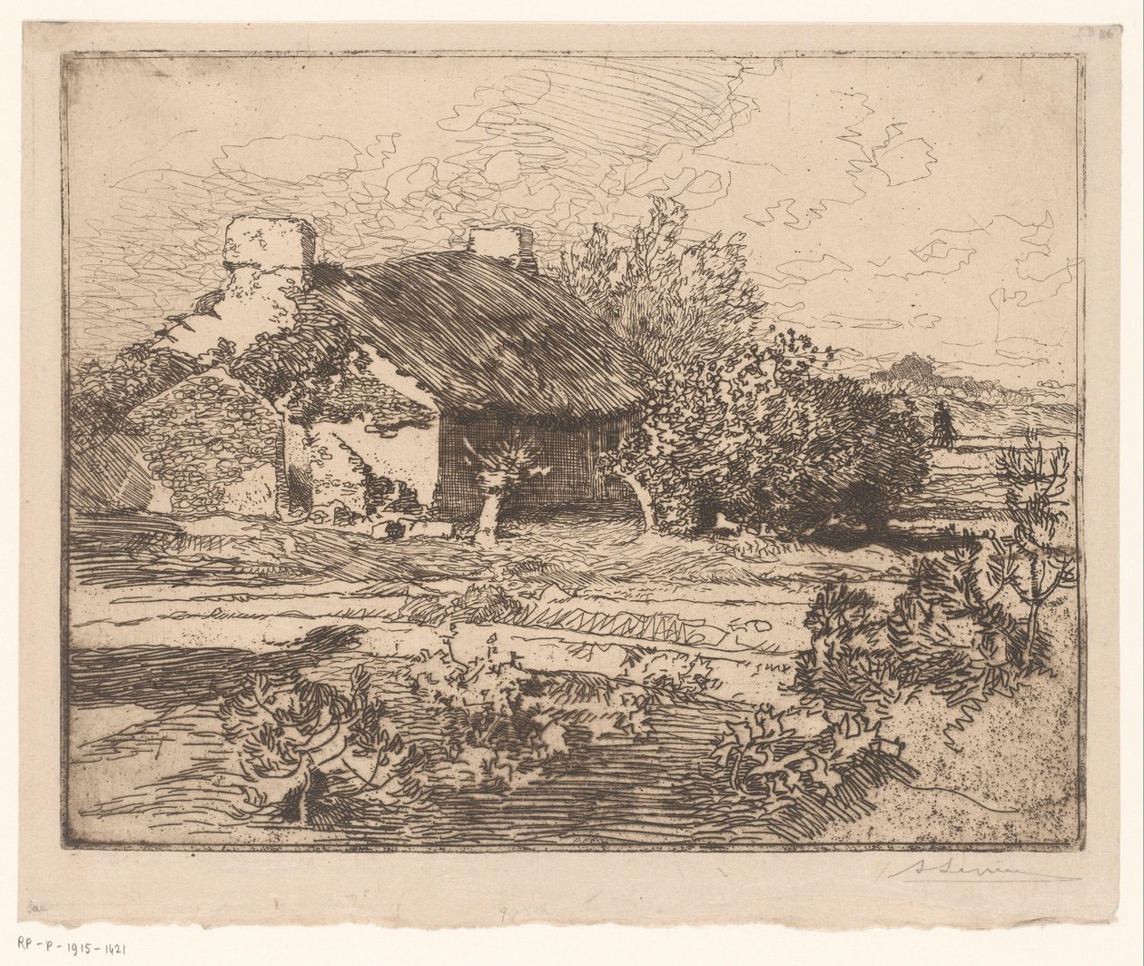 农场 作者 Auguste Lepère（艺术家签名）