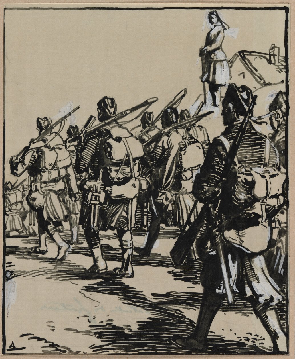 边界之战：1914年的英国士兵小组。 作者 奥古斯特·路易斯·勒佩尔