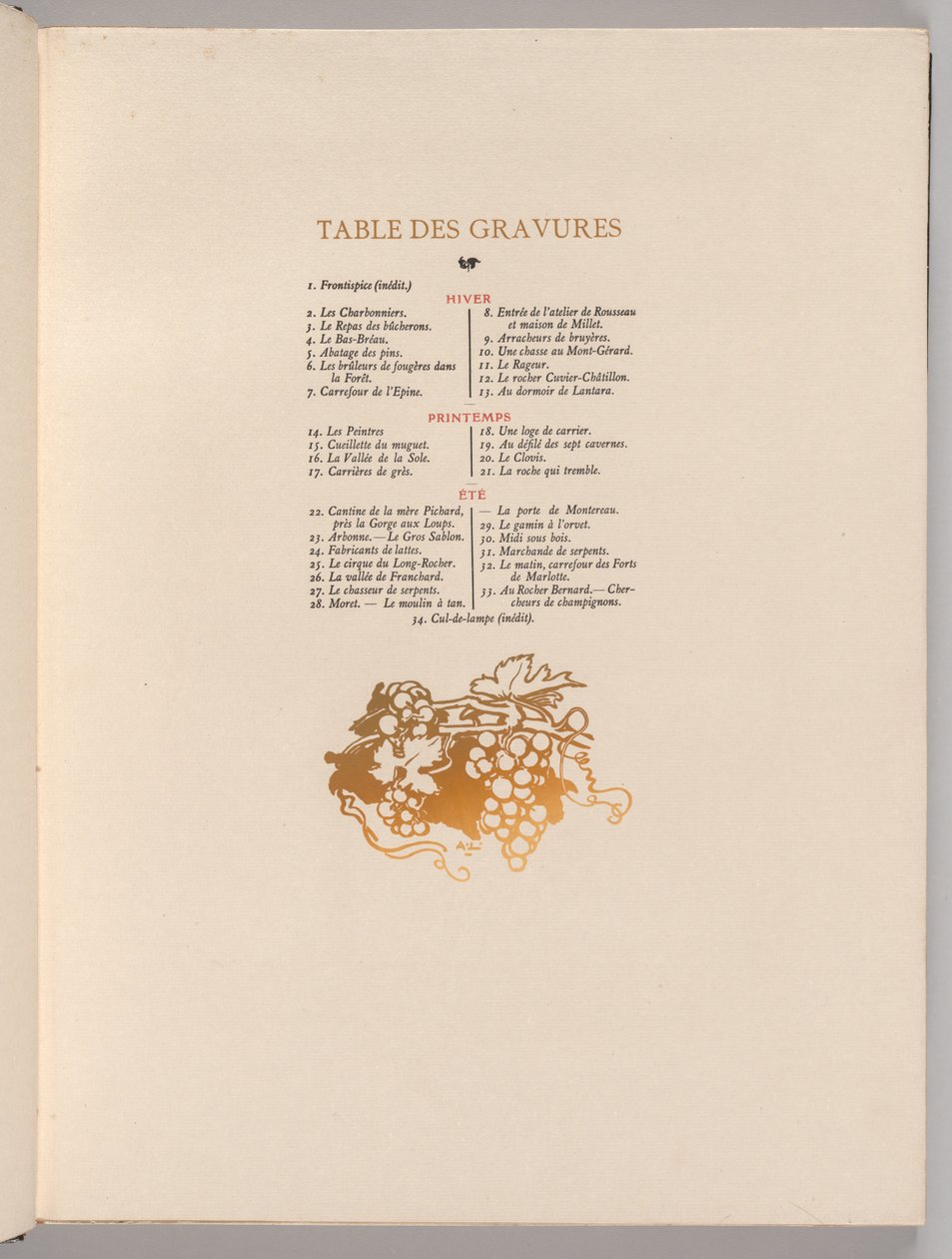 枫丹白露森林：葡萄，版画台灯枫丹白露森林...，1908年 作者 奥古斯特·路易斯·勒佩尔