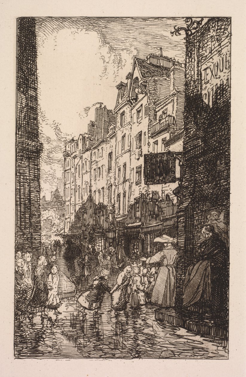 拉比夫尔（LaBiévre），圣戈维斯（Les Gobelins），圣塞维林（Saint-Séverin）：圣塞维林（Saint-Séverin）区：圣塞维林（La Rue desPrêtresSaint-Séverin）， 作者 奥古斯特·路易斯·勒佩尔