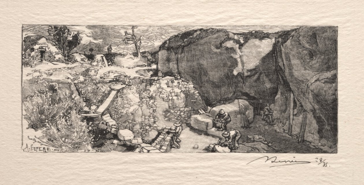 砂岩采石场，1890年。 作者 奥古斯特·路易斯·勒佩尔