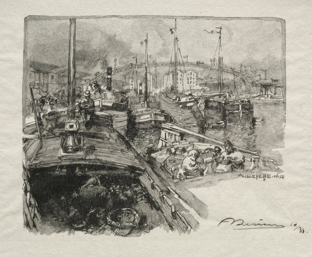 Bassin de la Villette。 作者 奥古斯特·路易斯·勒佩尔