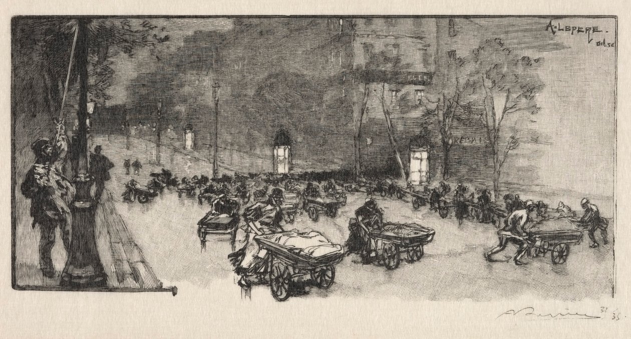 1890年，在福堡蒙马特拐角处的林荫大道。 作者 奥古斯特·路易斯·勒佩尔