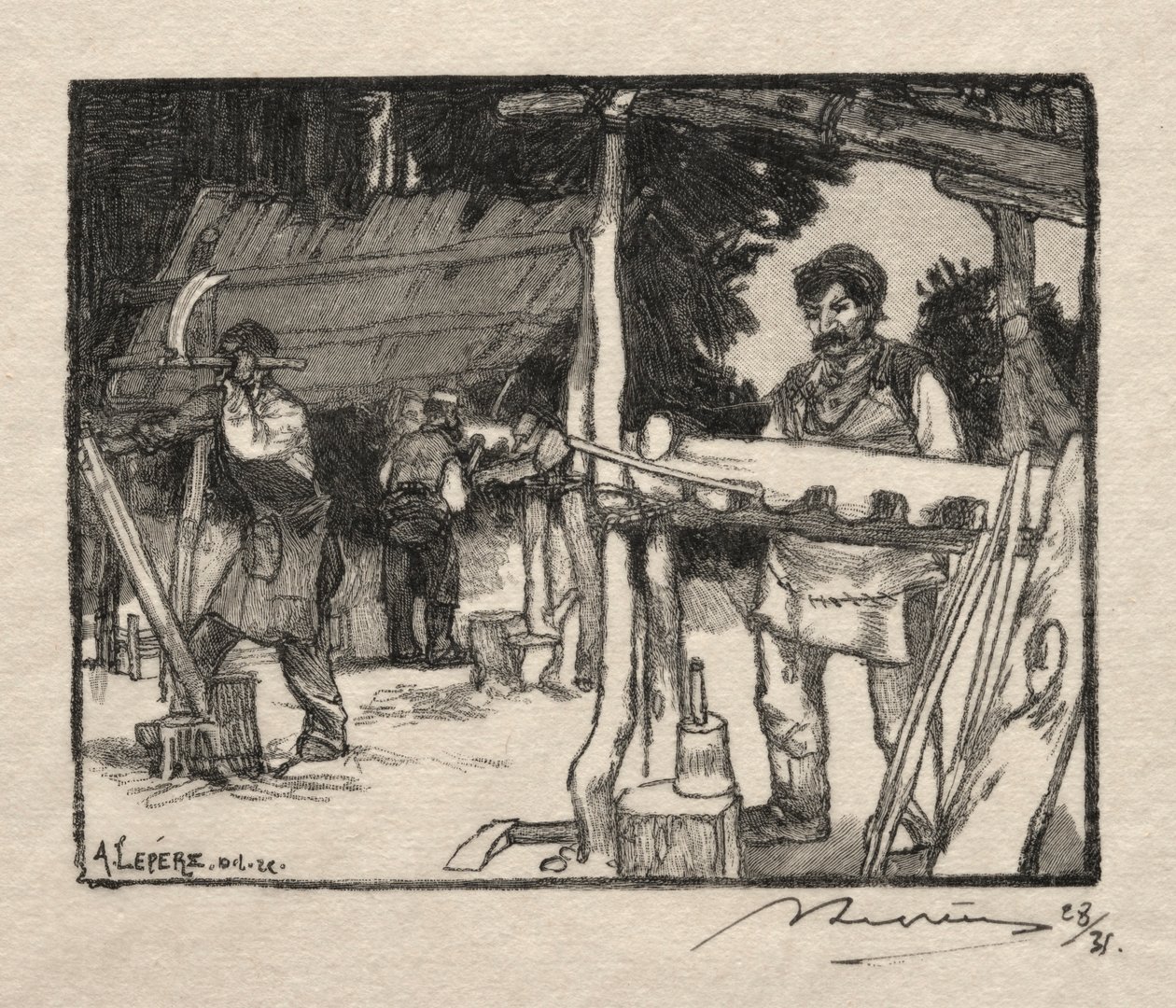 板条制造商，1889年。 作者 奥古斯特·路易斯·勒佩尔
