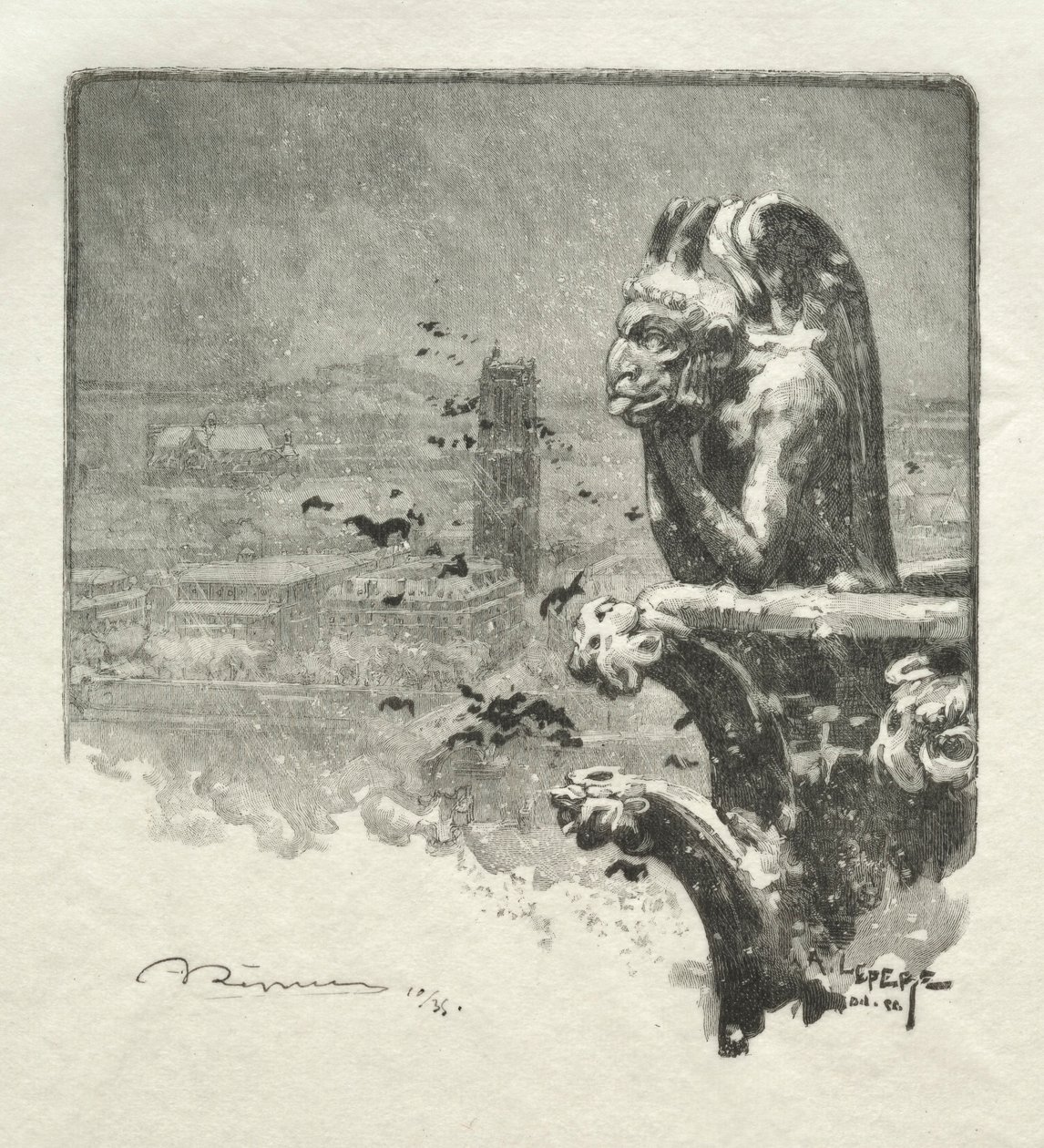 1890年，巴黎圣母院（The Strege of Notre Dame）。 作者 奥古斯特·路易斯·勒佩尔