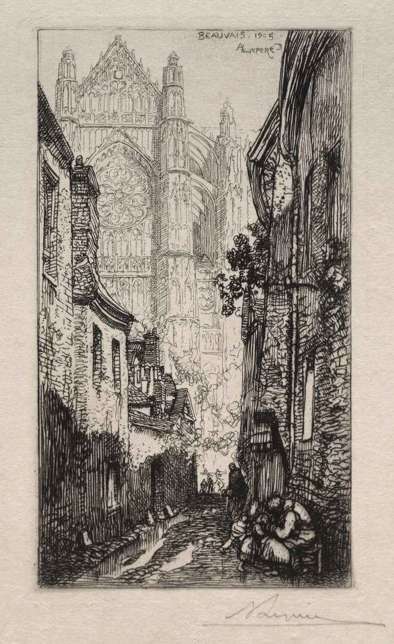 窄街，博韦（Une Ruelle, Beauvais） 作者 奥古斯特·路易斯·勒佩尔
