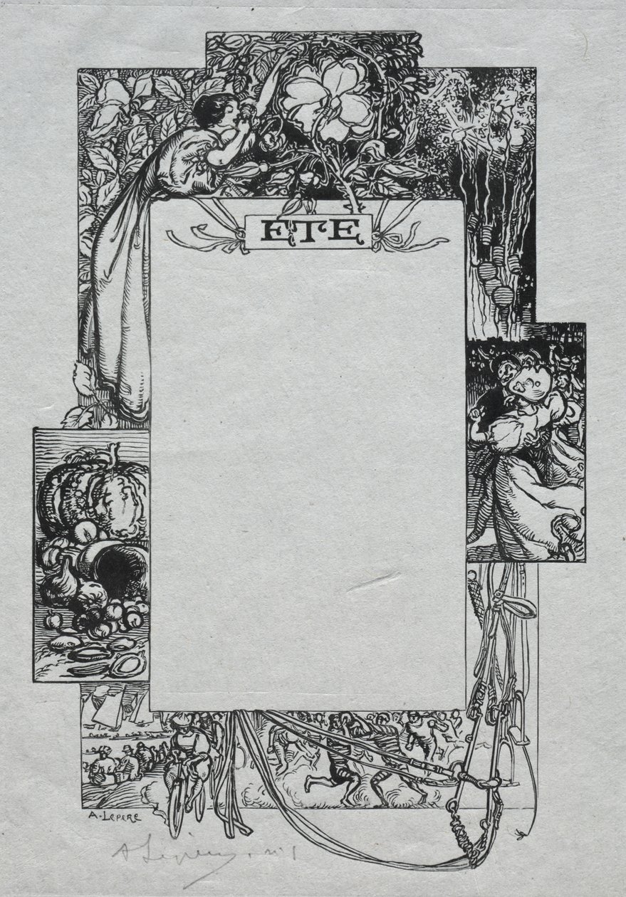巴黎年鉴》，1897 年：  装饰边框，夏季 作者 奥古斯特·路易斯·勒佩尔