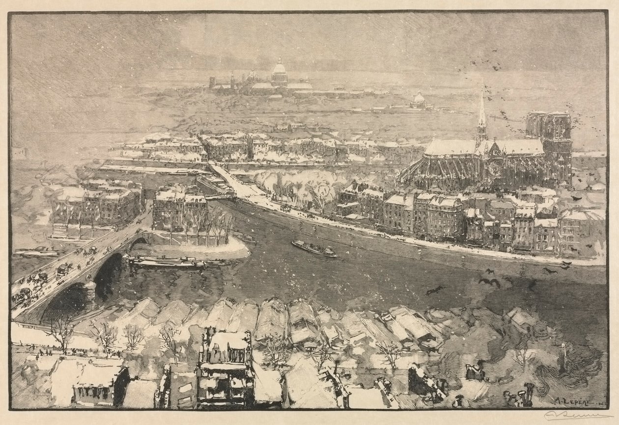 雪下的巴黎，1890年。 作者 奥古斯特·路易斯·勒佩尔