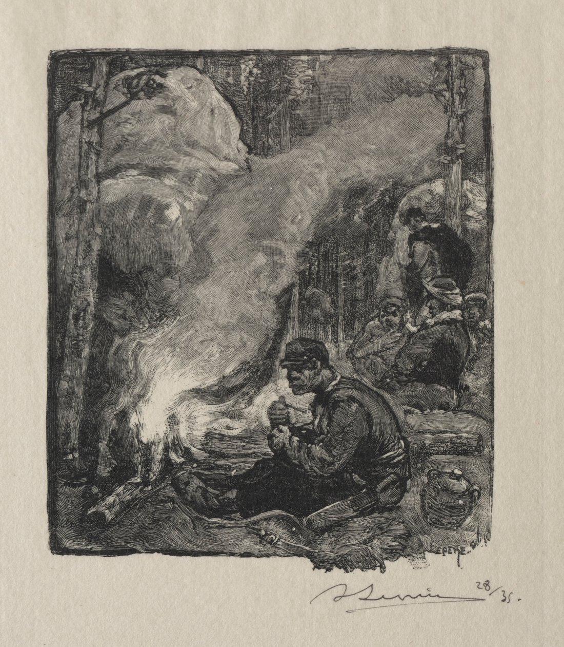 伐木工人餐，1887年。 作者 奥古斯特·路易斯·勒佩尔