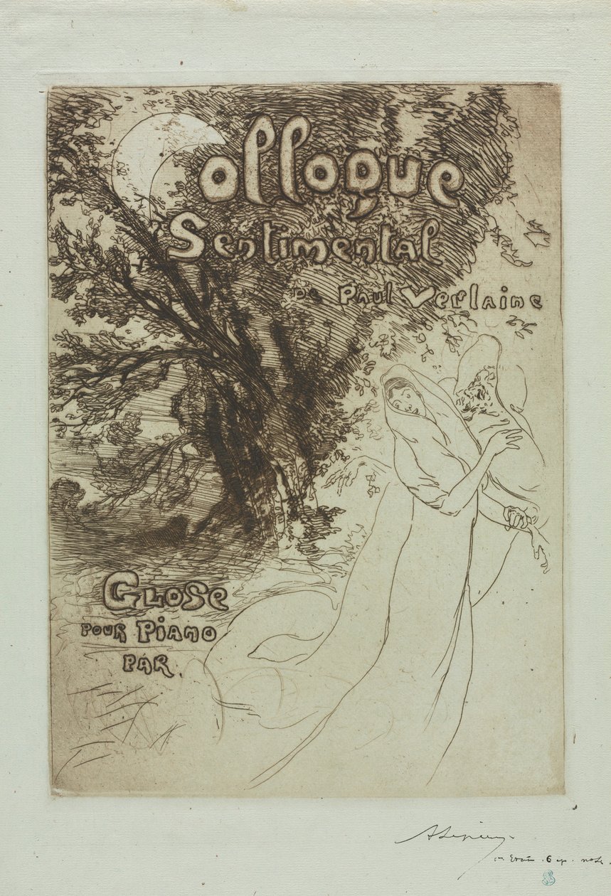 保罗·韦尔兰（Paul Verlaine）感伤的对话，1897年。 作者 奥古斯特·路易斯·勒佩尔