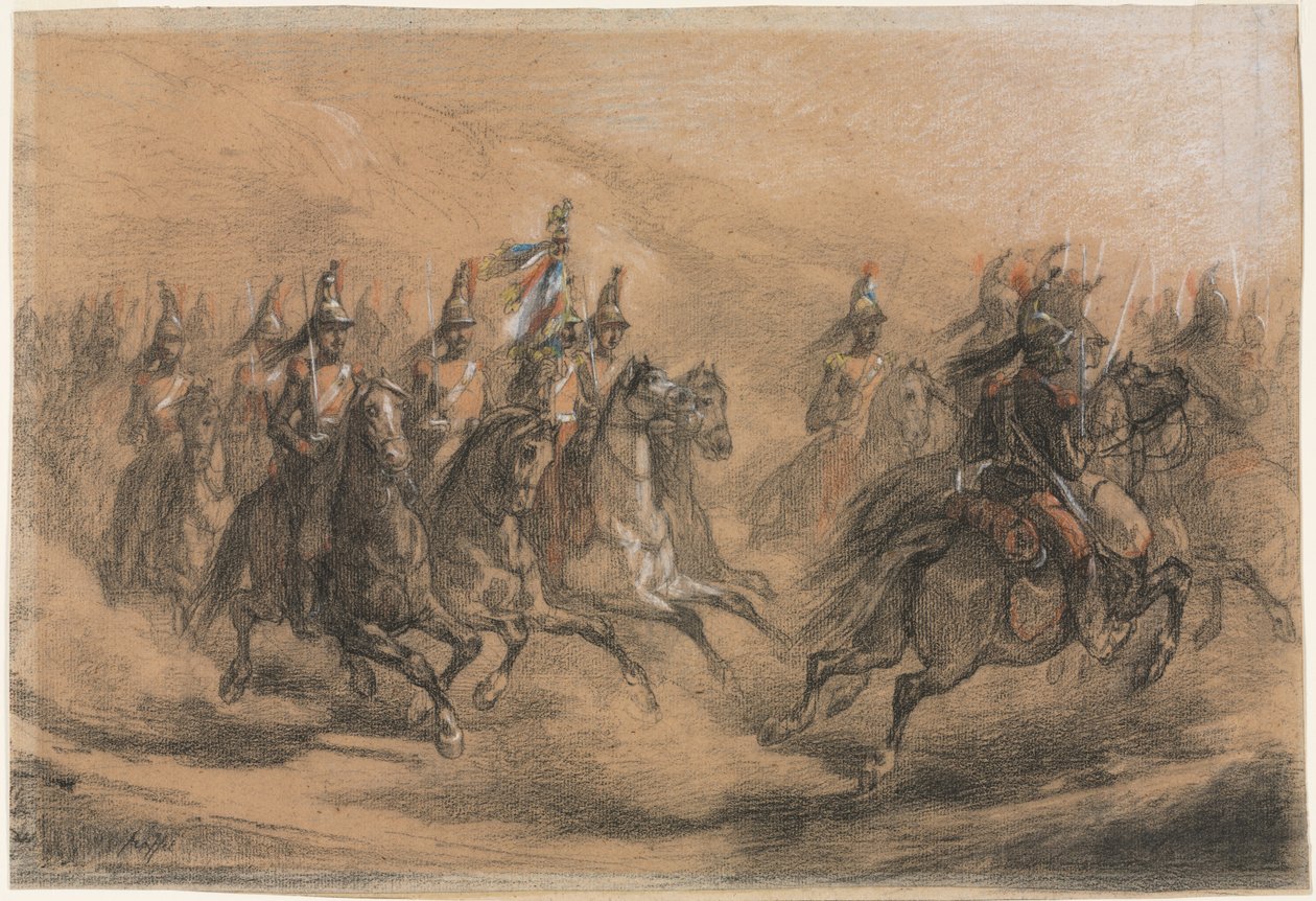 骑兵冲锋c。 1840年。 作者 奥古斯特·拉菲特（Auguste Raffet）