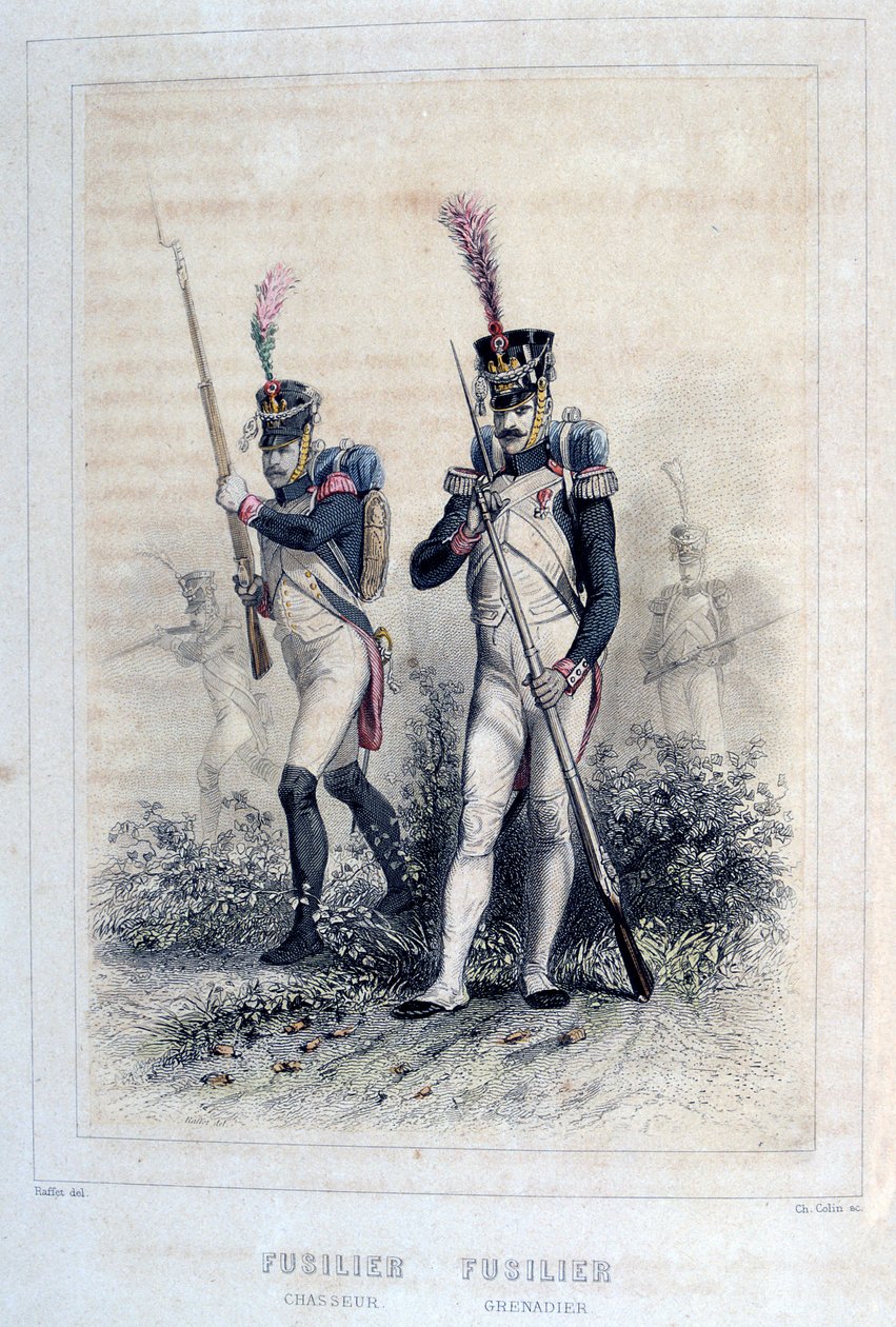 榴弹兵Fusilier和Fusilier Chasseurs，1859年。 作者 奥古斯特·拉菲特（Auguste Raffet）