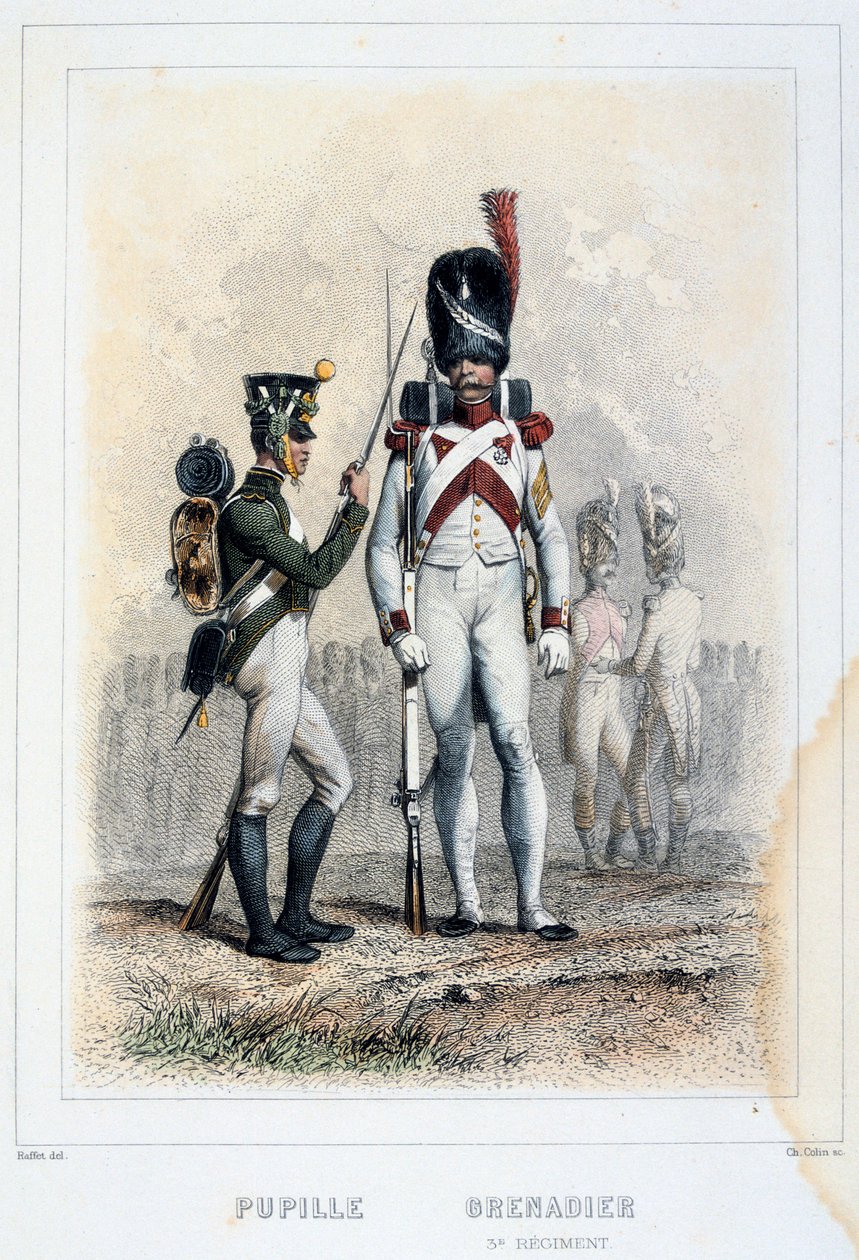 1859年第三集团的手榴弹兵和学生。 作者 奥古斯特·拉菲特（Auguste Raffet）