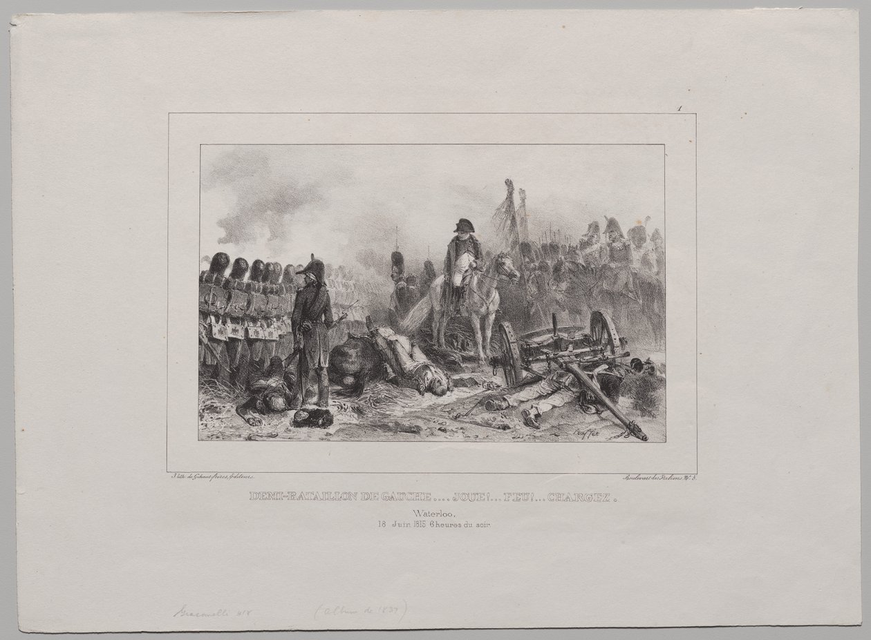1837 年石版画专辑：左侧半营......瞄准！......开火！......装弹 作者 奥古斯特·拉菲特（Auguste Raffet）