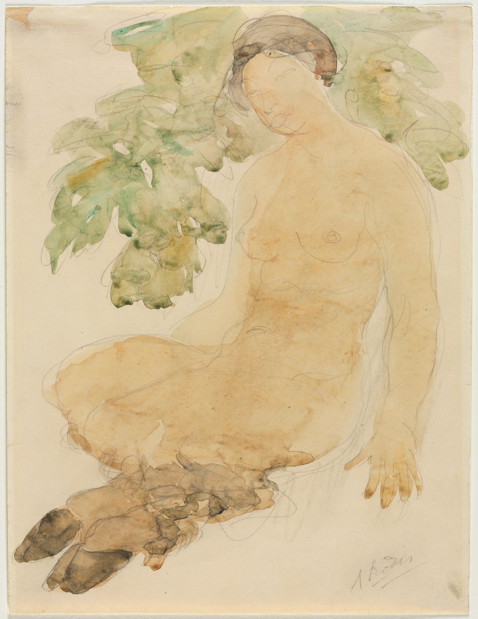 Faunesse，约 1905 年（石墨水彩画） 作者 奥古斯特·罗丹（Auguste Rodin）