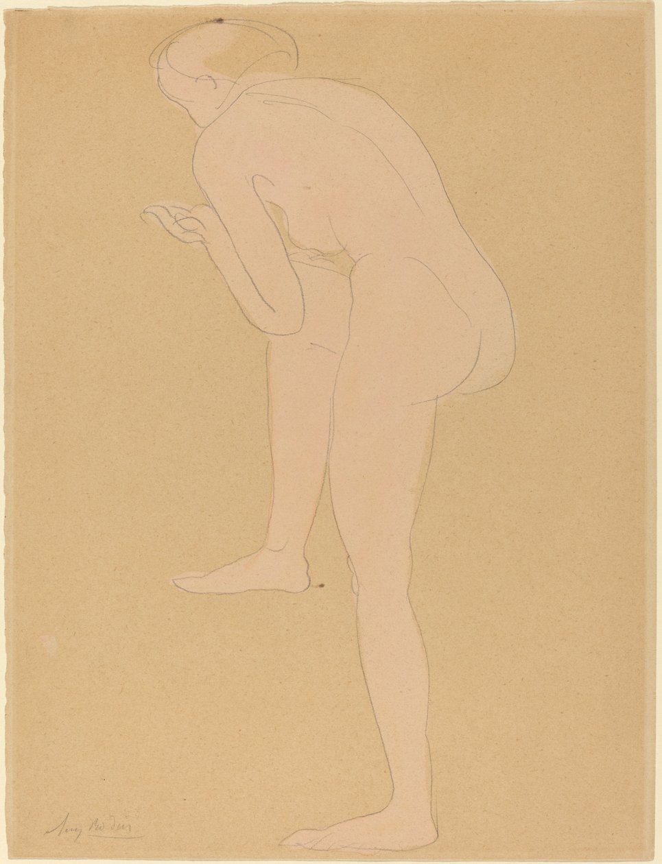 图：向前弯腰，右膝抬起 作者 奥古斯特·罗丹（Auguste Rodin）