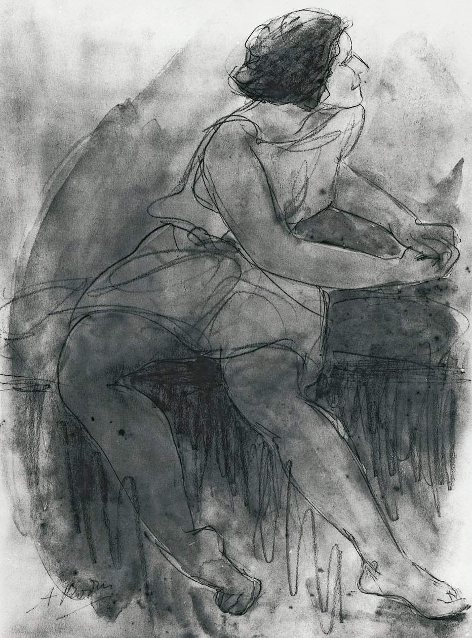 Isadora Duncan（1878-1927）（铅笔和纸上洗） 作者 奥古斯特·罗丹（Auguste Rodin）