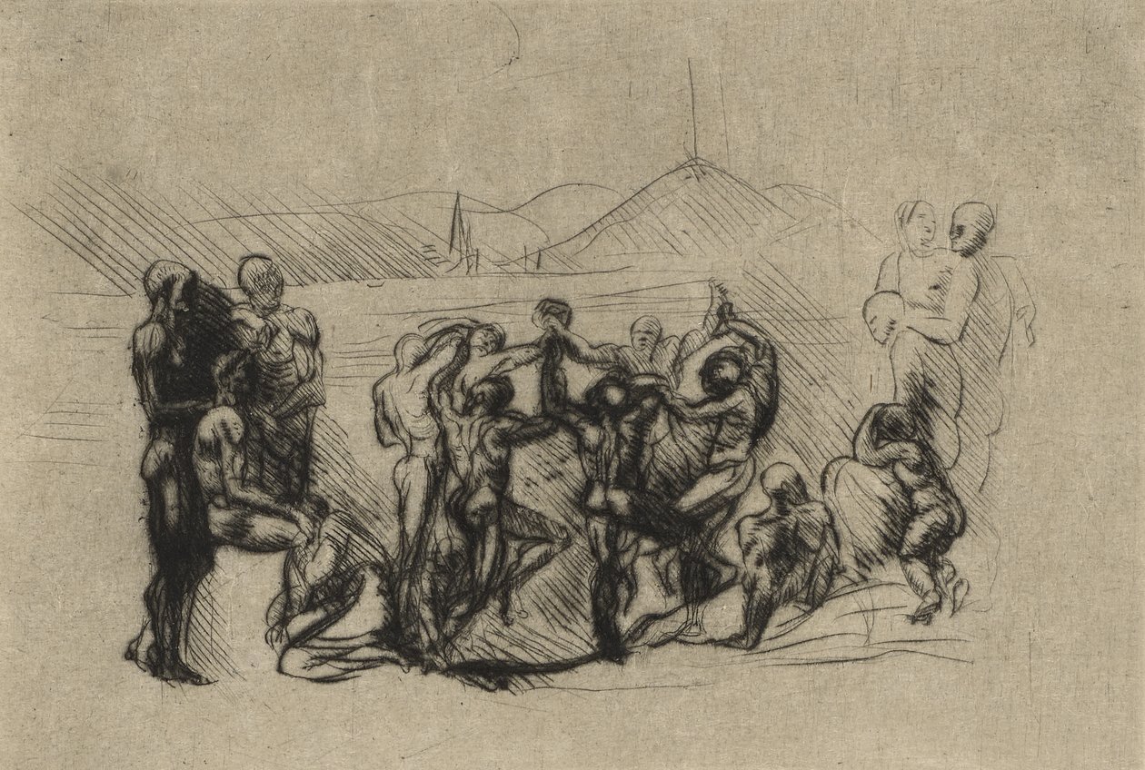 该回合，c.1883（干点） 作者 奥古斯特·罗丹（Auguste Rodin）