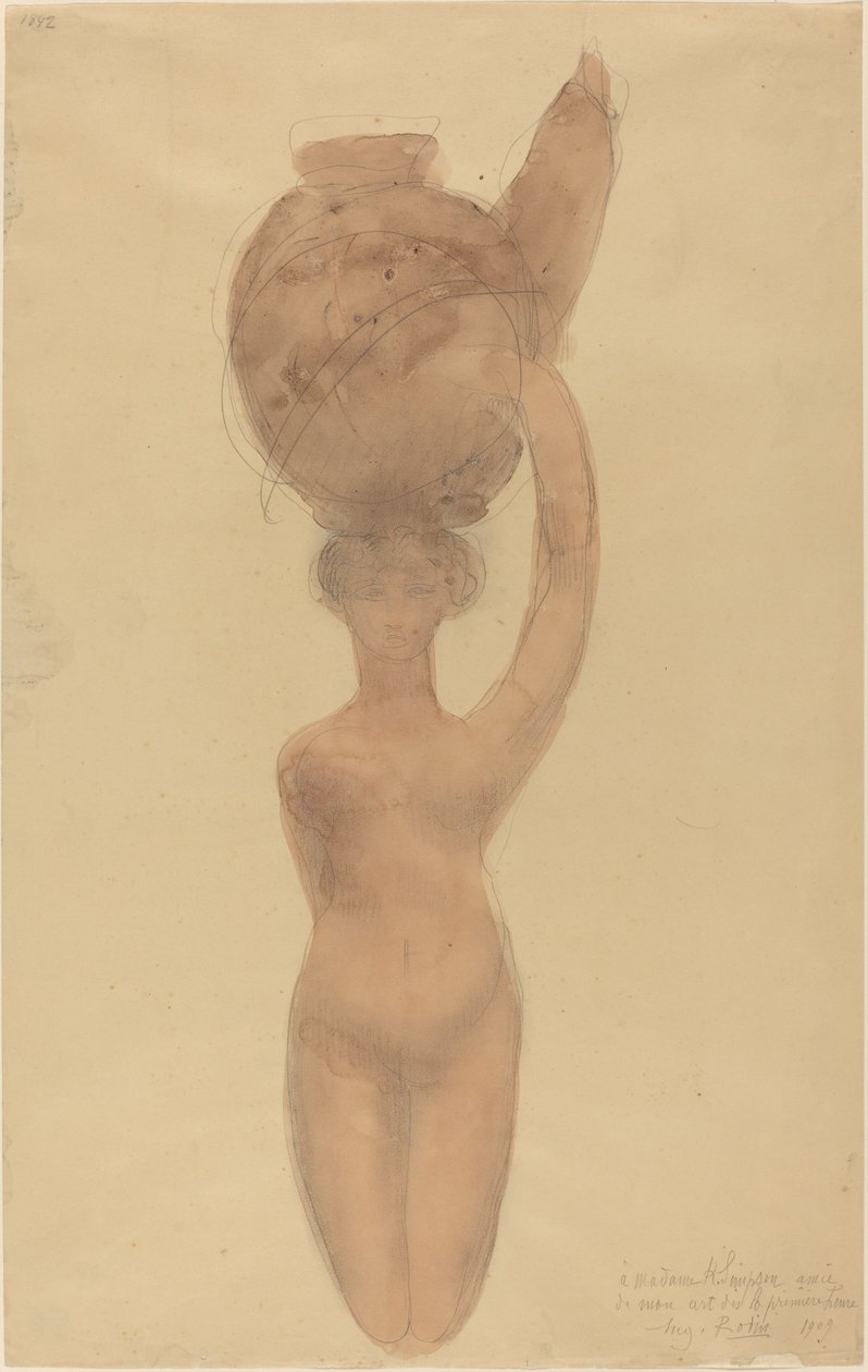 裸体女人头顶花瓶 作者 奥古斯特·罗丹（Auguste Rodin）
