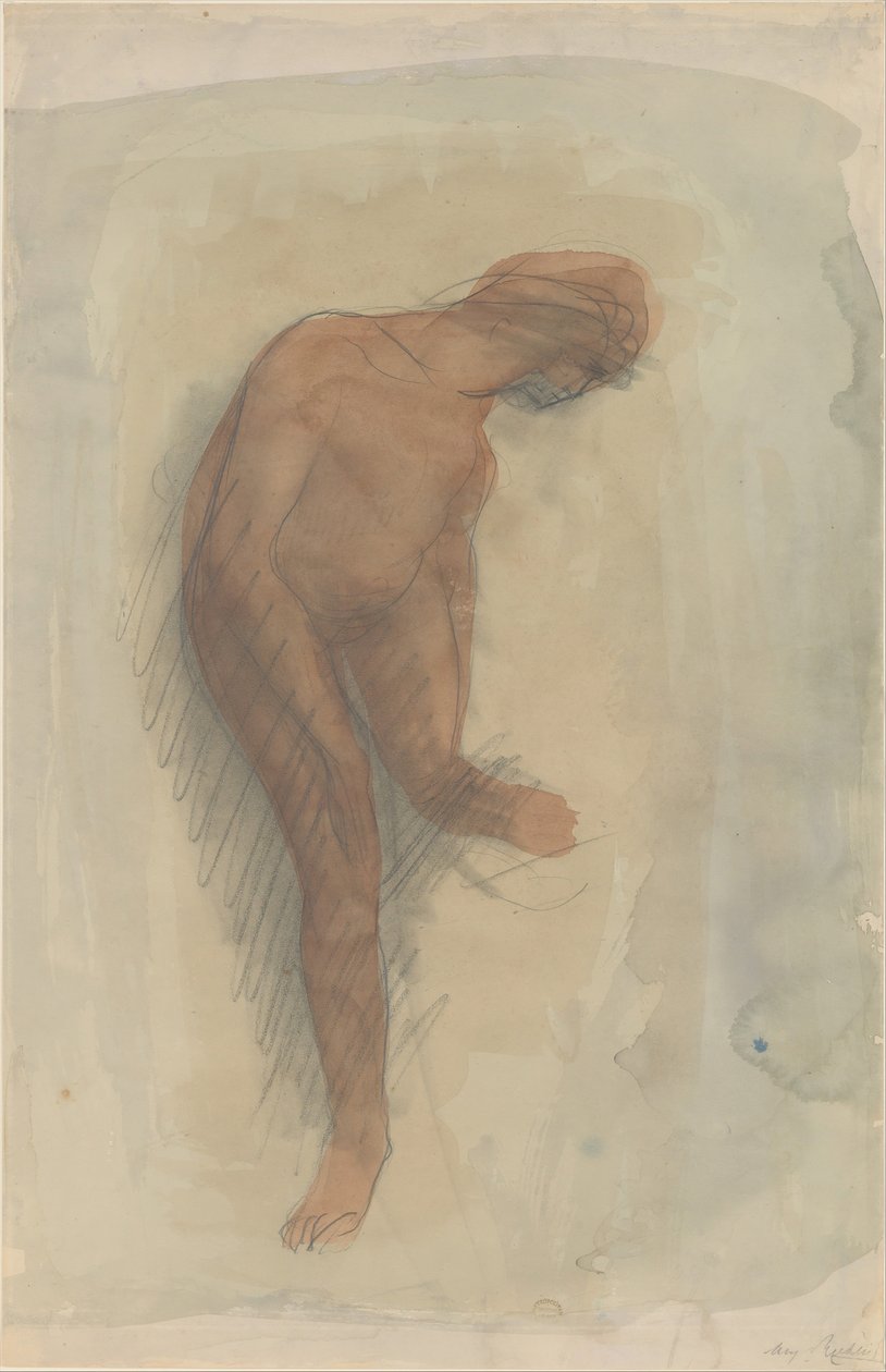 抱着左脚的裸体女性形象，1900-1912年。 作者 奥古斯特·罗丹（Auguste Rodin）