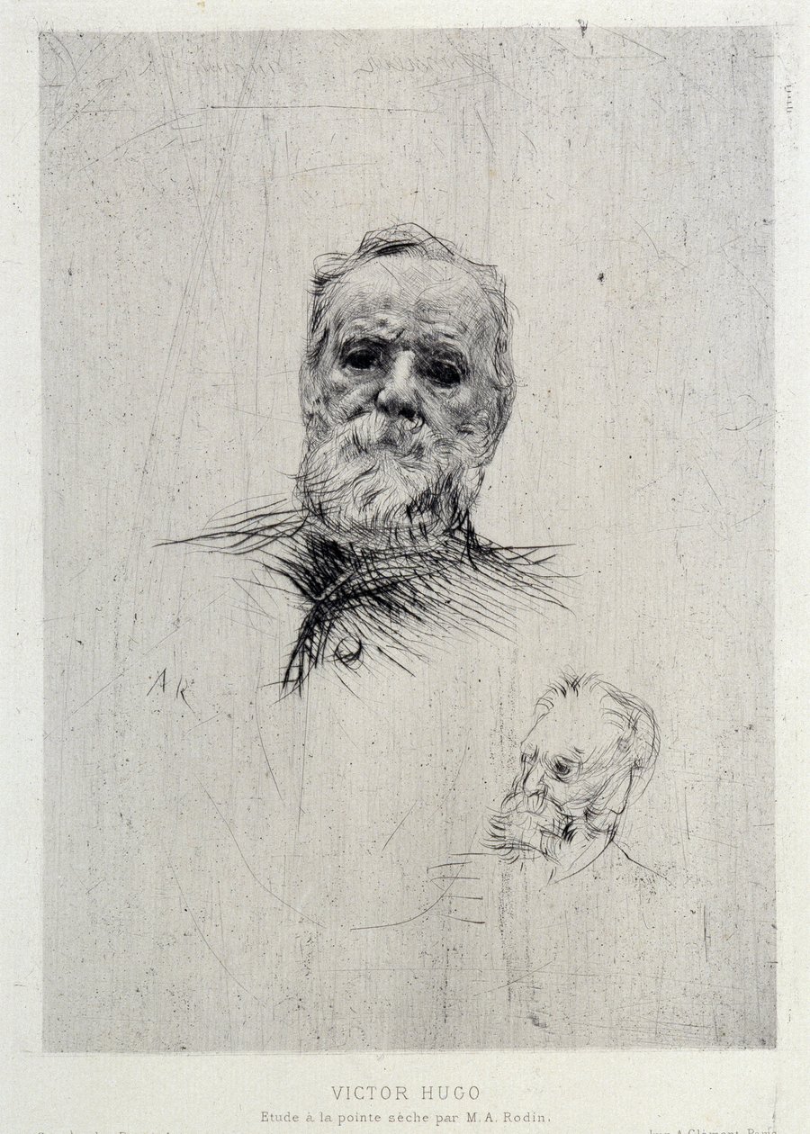 Victor Hugo (1802-1885) 的肖像，插图来自 The Gazettes de beaux Arts 作者 奥古斯特·罗丹（Auguste Rodin）