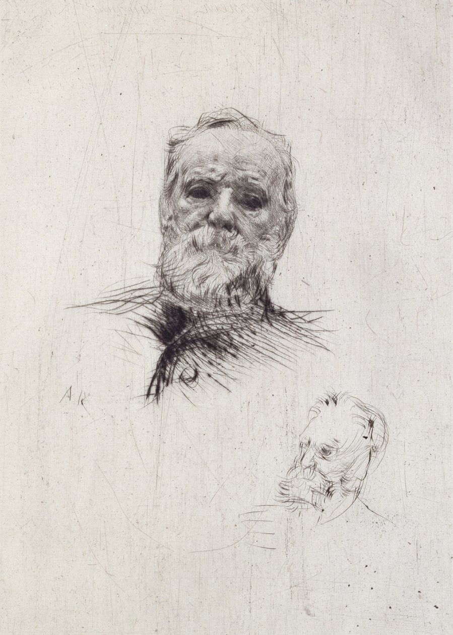 维克多·雨果的肖像（1802-85）（litho） 作者 奥古斯特·罗丹（Auguste Rodin）