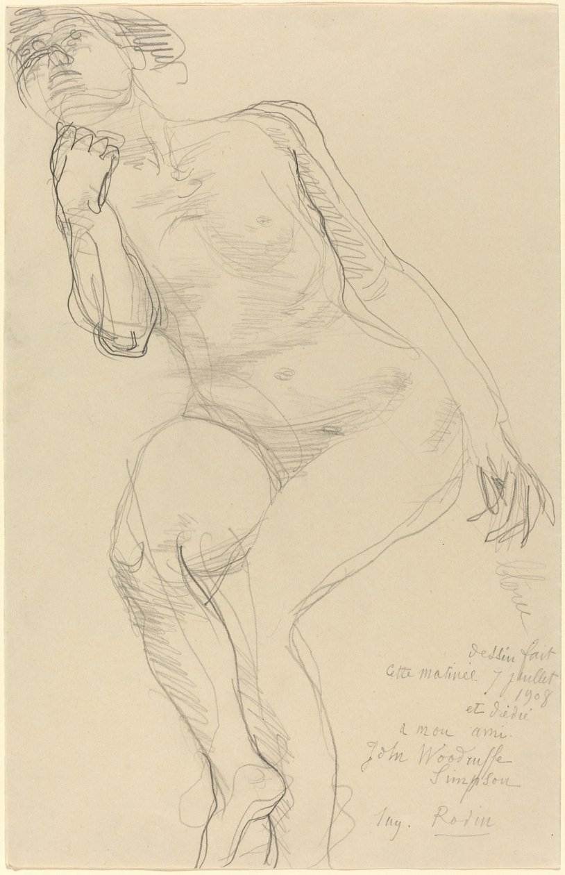 坐着的女性裸体向左倾斜 作者 奥古斯特·罗丹（Auguste Rodin）