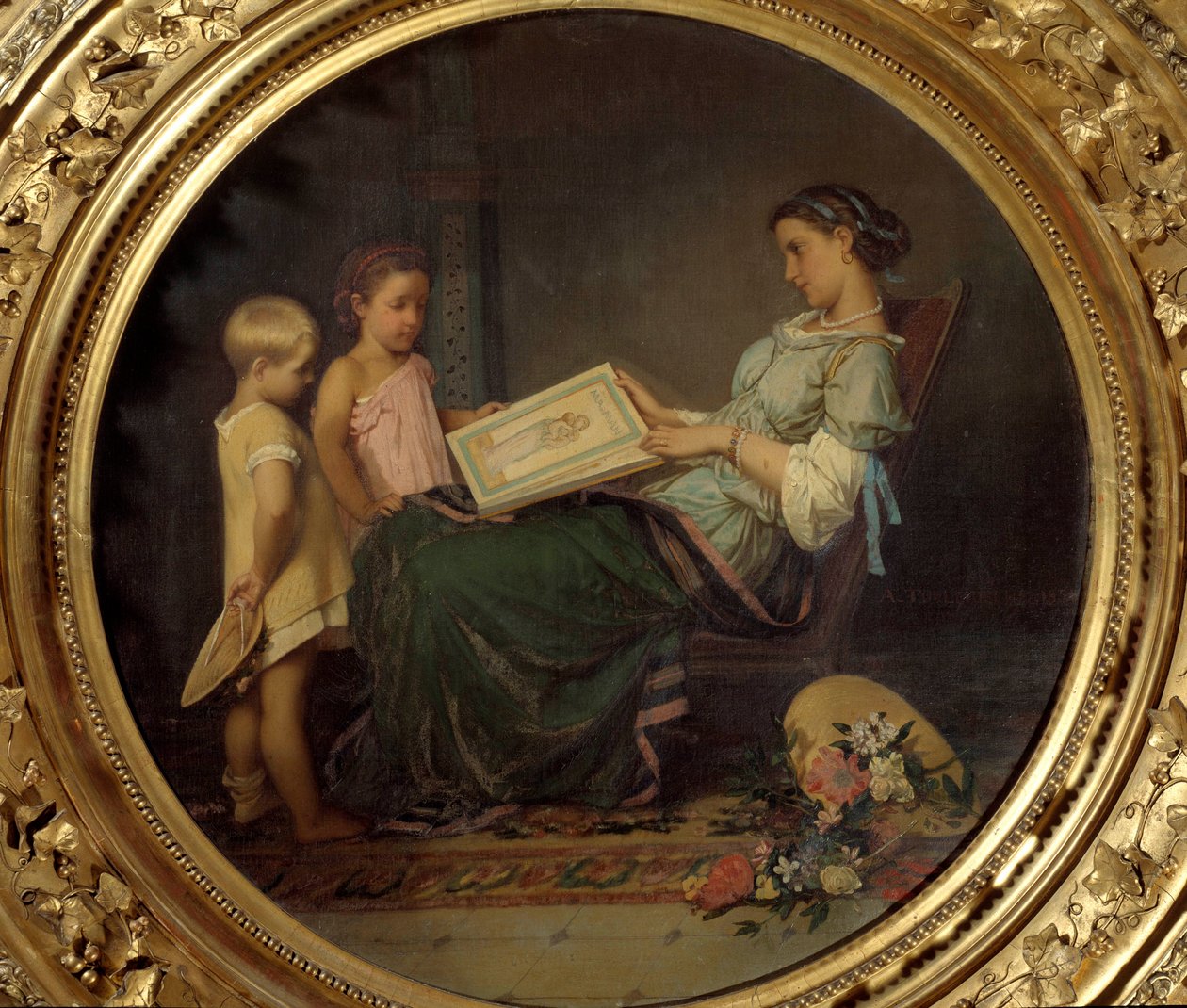 Auguste Toulmouche (1829-1890) 1854 年巴黎奥赛博物馆的阅读课绘画 作者 奥古斯特·图穆什