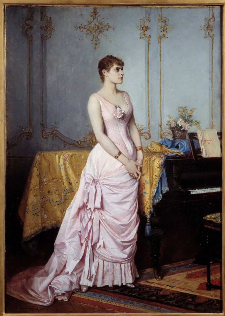 歌手 Rose Caron (1857-1930) 的肖像。 Auguste Toulmouche (1829-1890) 的绘画 作者 奥古斯特·图穆什
