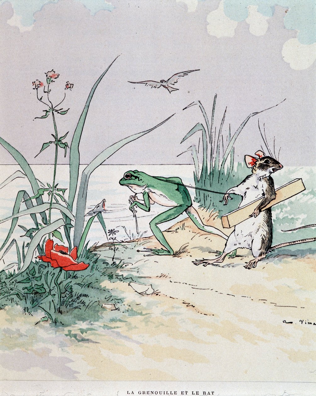 La frog et le rata - in “” Fables de La Fontaine””, ill. by Auguste Vimar (1851-1916), Tours, at A, Mame & Fils 作者 奥古斯特·维玛（Auguste Vimar）