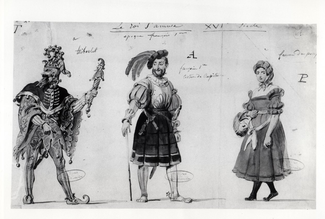 1832年Victor Hugo（1802-85）的“Le Roi s&39;amuse”服装设计 作者 奥古斯特·夏蒂永（Auguste de Chatillon）