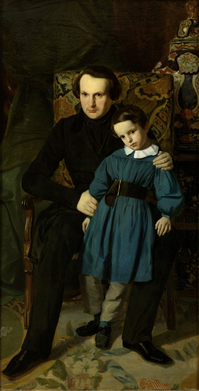 维克多-雨果1802-1885年与儿子的肖像，1836年。 作者 奥古斯特·夏蒂永（Auguste de Chatillon）