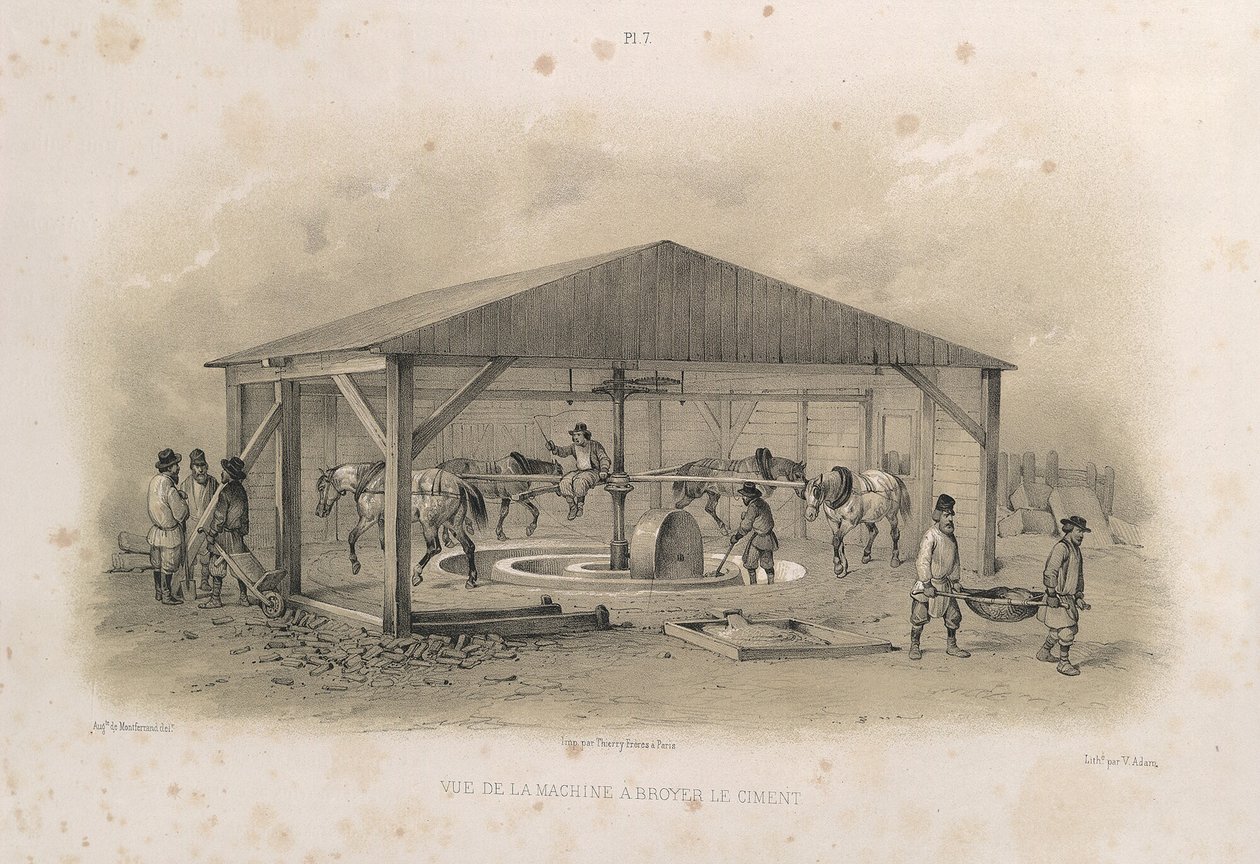 水泥生产自：圣以撒大教堂的建造，1845年 作者 奥古斯特·德·蒙特费朗