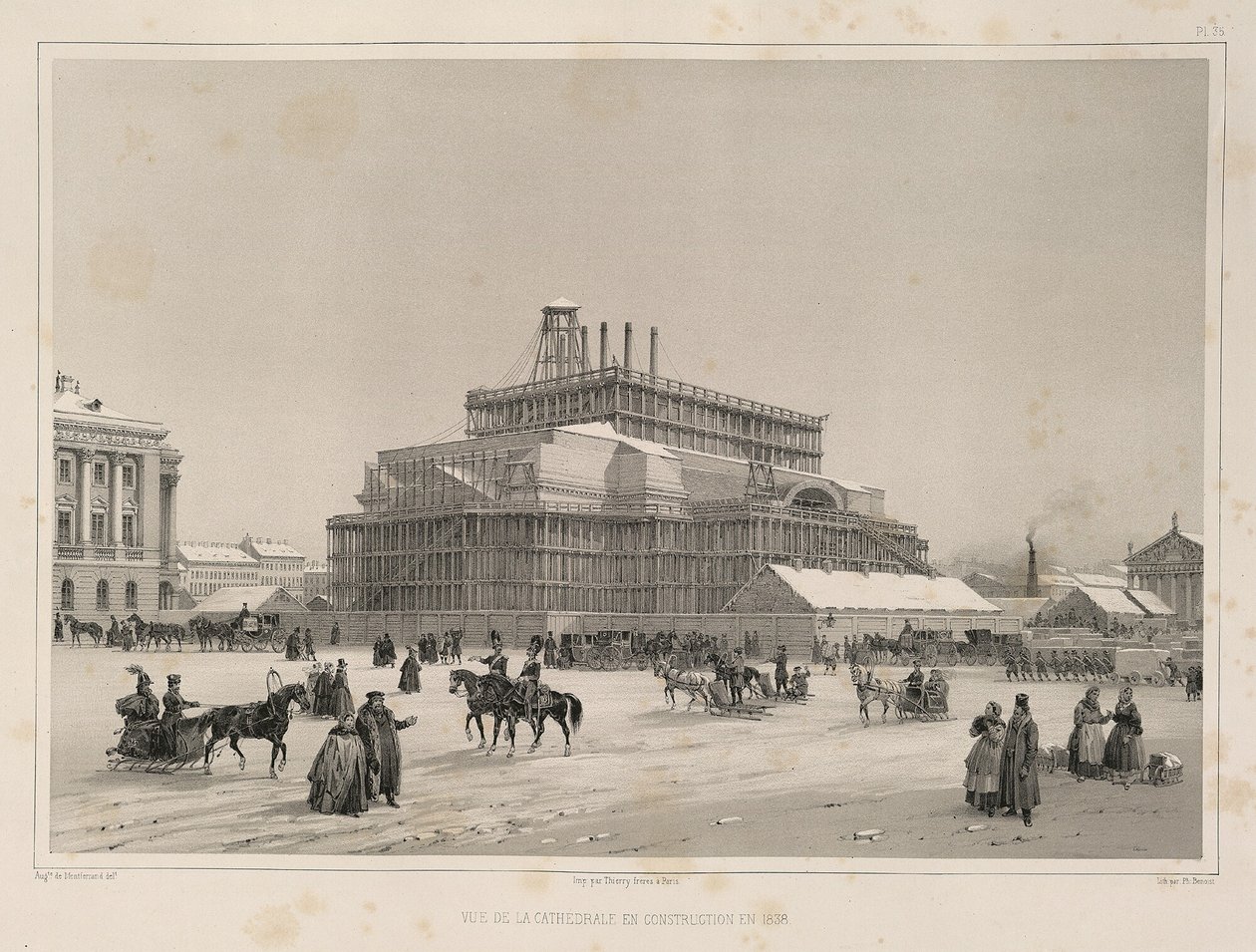 大约1838年的建筑工作来自：圣以撒大教堂的建造，1845年 作者 奥古斯特·德·蒙特费朗