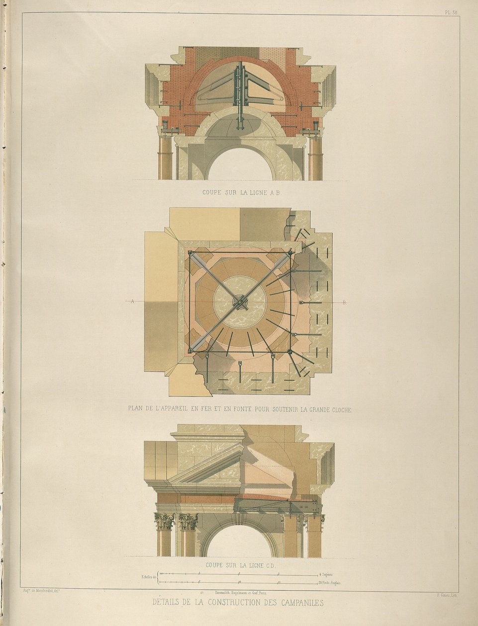 钟楼建设的详细信息来自：圣以撒大教堂的建设，1845年 作者 奥古斯特·德·蒙特费朗