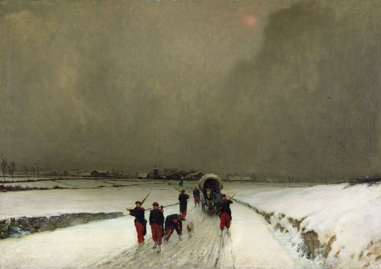 Stragglers，Snow Effect，1870 作者 奥古斯丁·皮埃尔·谢努（Augustin Pierre Chenu）