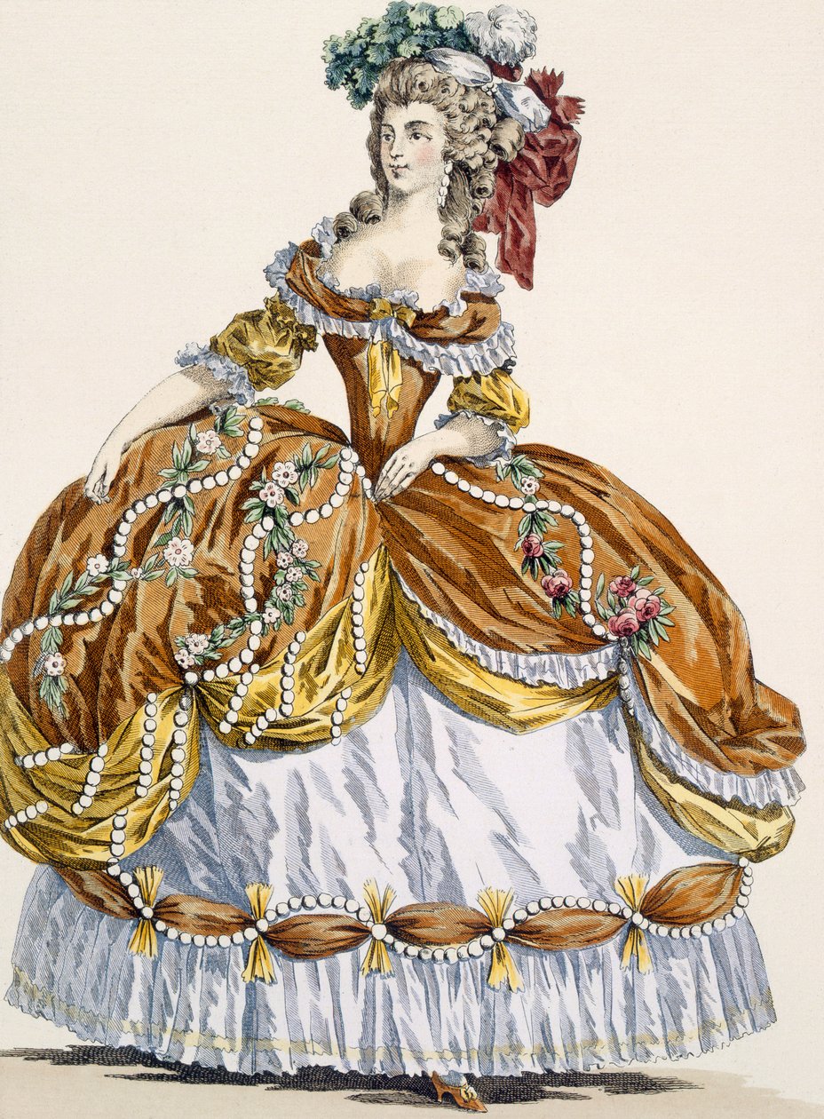 新款式的大礼服，由Dupin雕刻而成，来自&39;Galeries des Modes et Costumes Francais&39;的第291号板，c.1778-87 作者 奥古斯丁·德·圣奥宾