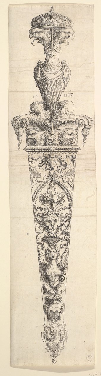 匕首和刀鞘的设计，1543年。 作者 奥古斯丁·赫希沃格尔