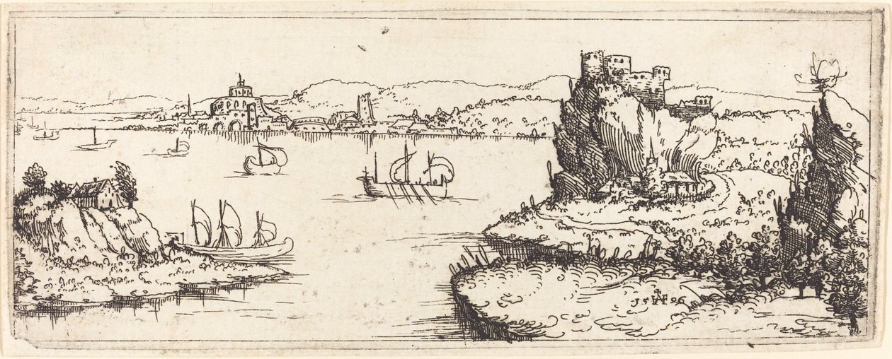 有帆的风景，1546年。 作者 奥古斯丁·赫希沃格尔