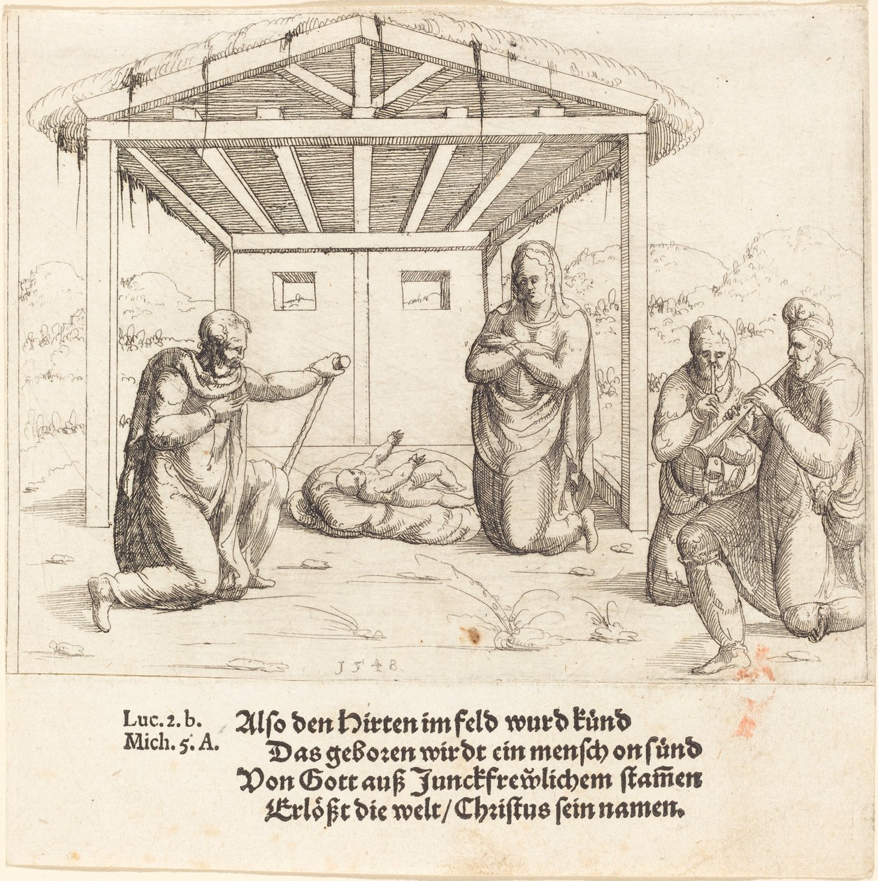 牧羊人的崇拜》，1548年。 作者 奥古斯丁·赫希沃格尔